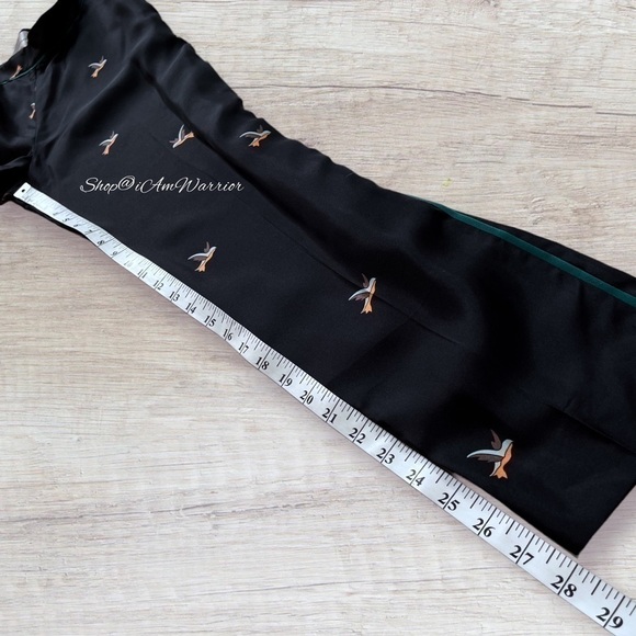 Victoria Beckham NWT black silk twill bird print pants *shop@iamwarrior - Picture 8 of 10